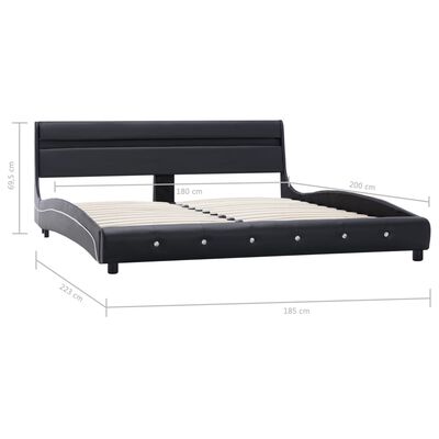 vidaXL Cadru de pat cu LED, negru, 180 x 200 cm, piele ecologică