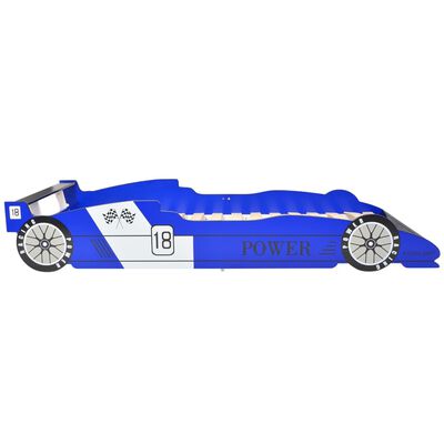 vidaXL Pat pentru copii mașină de curse 90 x 200 cm, albastru