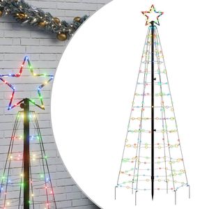 vidaXL Pom de Crăciun cu LED-uri cu v&acirc;rfuri 220 LED-uri colorate 180cm