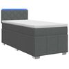 vidaXL Pat box spring cu saltea și LED Gri &icirc;nchis 90 x 190 cm Țesătură