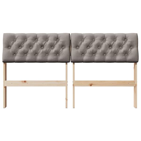 vidaXL Tăblie tapițată Gri taupe 135 cm Lemn de pin masiv