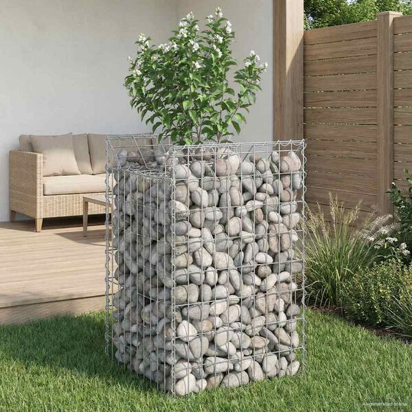 vidaXL Pat ridicat din gabion Argintiu 50 x 50 x 80 cm Oțel Galvanizat