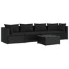 vidaXL Set mobilier de grădină cu perne, 5 piese, negru, poliratan