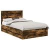 vidaXL Cadru de pat Stejar fumuriu 135 x 190 cm Lemn Ingineresc