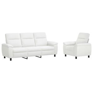 vidaXL Set de canapea 2 pcs Alb Țesătură