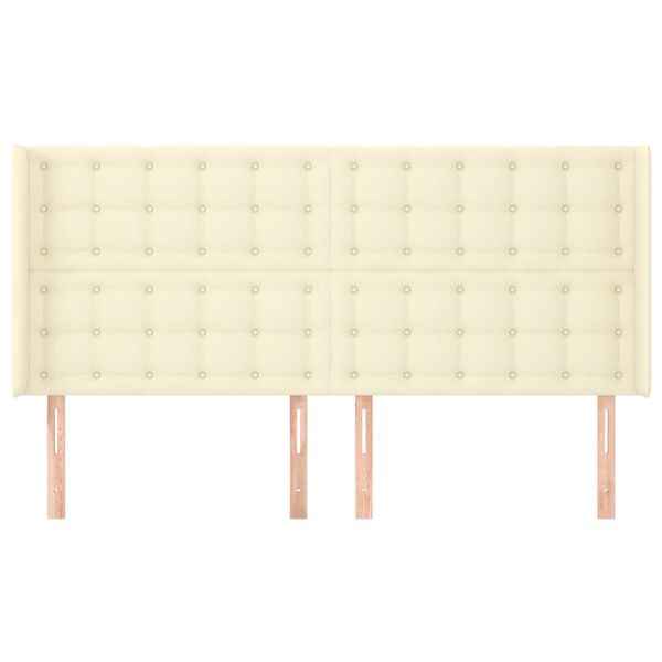 vidaXL Tăblie de pat cu aripioare, crem, 183x16x118/128 cm, piele eco