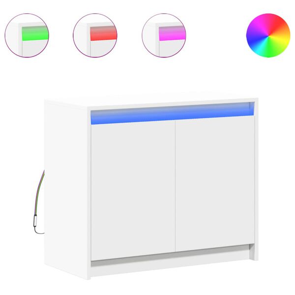 vidaXL Dulap cu LED, alb, 72x34x61 cm, lemn prelucrat