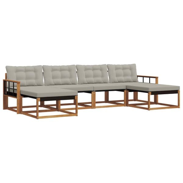 vidaXL Set de canapele de exterior 6 pcs Gri natural și deschis