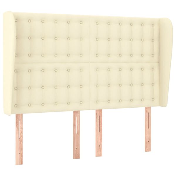 vidaXL Tăblie de pat cu aripioare, crem, 147x23x118/128 cm, piele eco