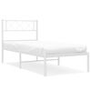 vidaXL Cadru de pat din metal cu tăblie, alb, 107x203 cm