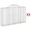 vidaXL Coșuri gabion arcuite 3 buc, 200x30x120/140 cm, fier galvanizat