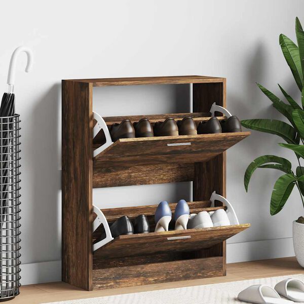 vidaXL Pantofar, stejar fumuriu, 63x24x81 cm, lemn compozit