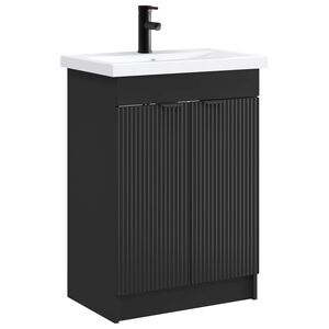 vidaXL Set de mobilier pentru baie Negru 56 x 37,5 x 81 cm