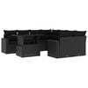 vidaXL Set mobilier de grădină cu perne, 9 piese, negru, poliratan
