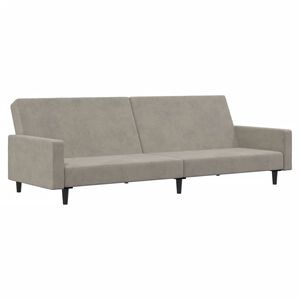 vidaXL Canapea extensibilă cu 2 locuri, gri deschis, catifea