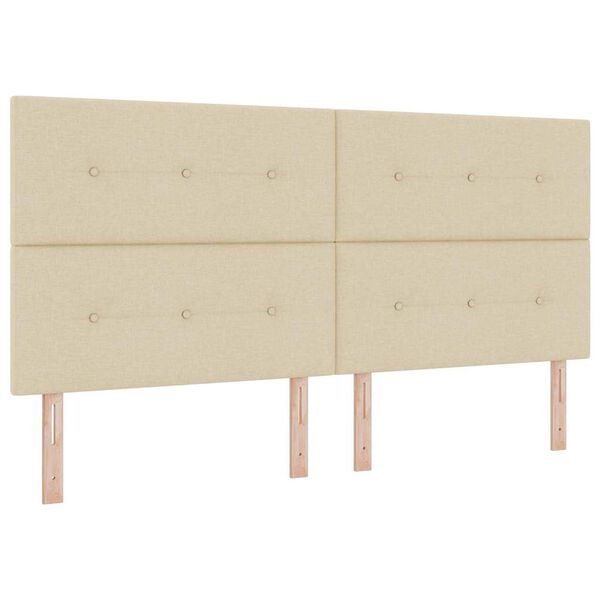 vidaXL Pat cu arcuri cu saltea cu headboard Crem 200 x 200 cm țesătură