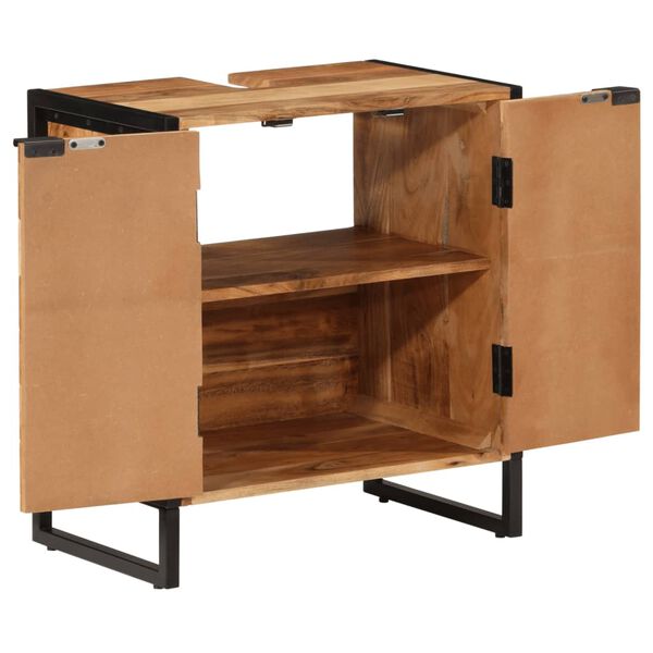 vidaXL Dulap de baie, 55x35x60 cm, lemn masiv de acacia și fier