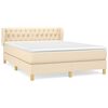 vidaXL Pat continental cu saltea, crem, 140x200 cm, material textil