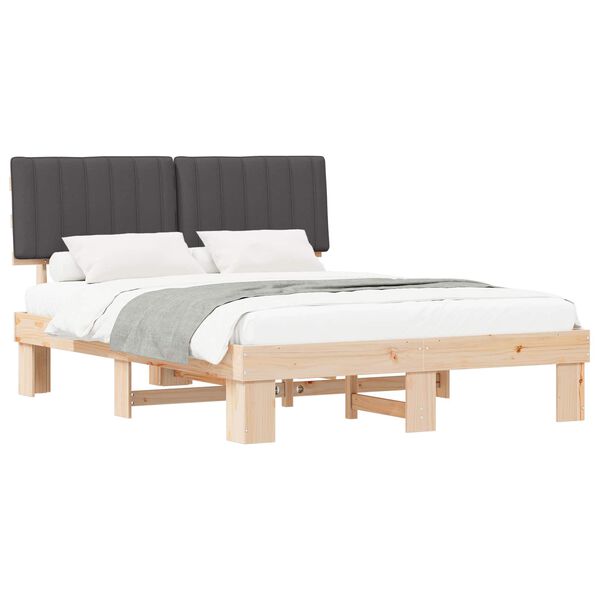 vidaXL Cadru de pat cu tăblie tapițată Gri închis 150 x 200 cm