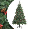 vidaXL Pom Crăciun artificial cu balamale, conuri, fructe roșii 210 cm