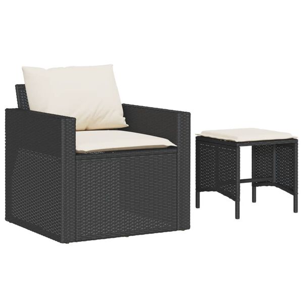 vidaXL Set mobilier de grădină cu perne, 4 piese, negru, poliratan
