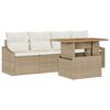 vidaXL Set de canapele pentru grădină cu pernă 5 pcs Bej Rattan poli