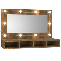 vidaXL Dulap cu oglindă și LED, stejar fumuriu, 90x31,5x62 cm