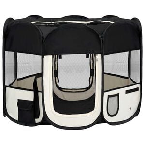 vidaXL Țarc de c&acirc;ini pliabil cu sac de transport, negru, 90x90x58 cm