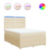 vidaXL Pat continental cu saltea, crem, 140x200 cm, material textil