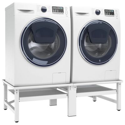 vidaXL Suport mașină de spălat/uscător, cu rafturi retractabile, alb