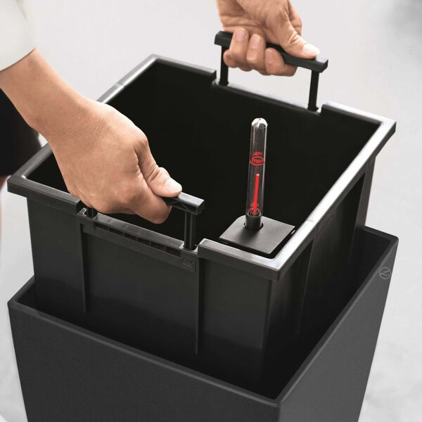 LECHUZA Jardinieră Cubico 30 ALL-IN-ONE, gri cărbune, 18184