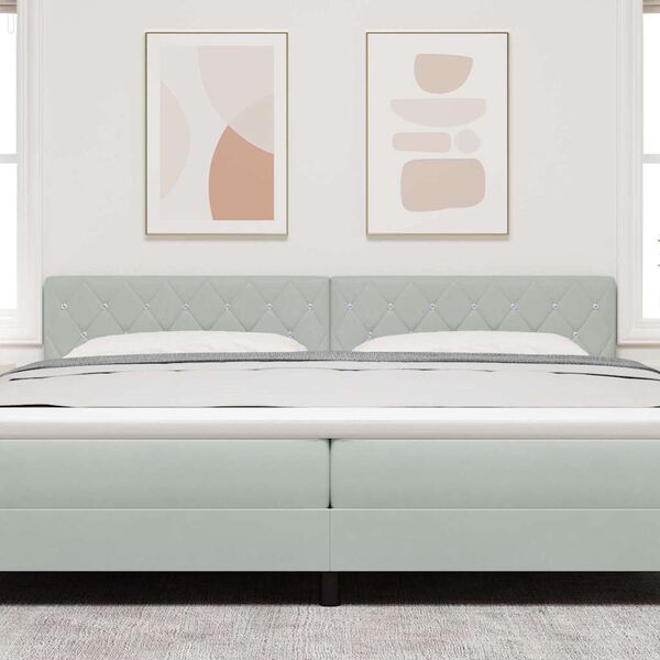 vidaXL Tăblie LED cu lumini cu bandă LED Gri deschis 200 cm Poliester