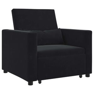 vidaXL Canapea extensibilă single cu roți Negru Catifea
