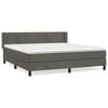 vidaXL Pat box spring cu saltea, gri închis, 180x200 cm, catifea