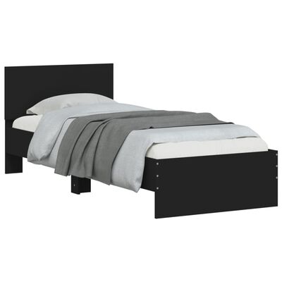 vidaXL Cadru de pat cu tăblie, negru, 75x190 cm, lemn prelucrat