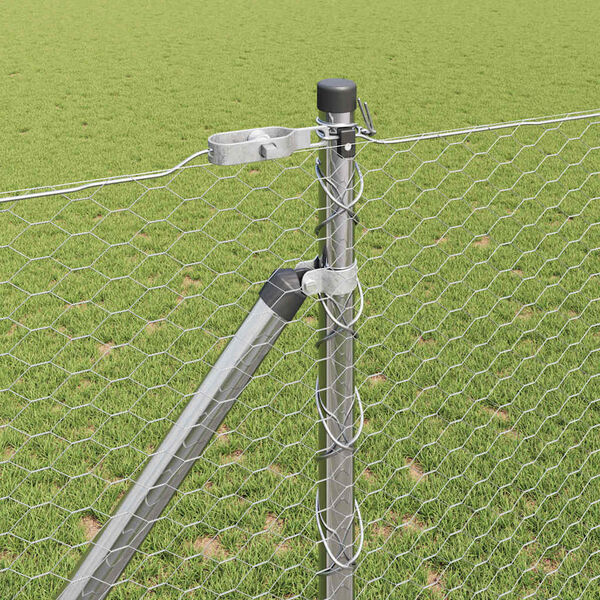 vidaXL &Icirc;ngrădire cu st&acirc;lpi Argintiu 1.2 x 50 m otel acoperit cu PVC