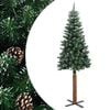vidaXL Pom Crăciun artificial subțire, lemn și zăpadă, verde, 210 cm