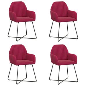 vidaXL Scaune de dining 4 buc. Catifea Roșu Vin 55 x 50 x 84 cm