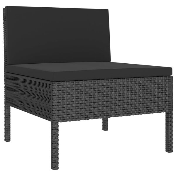 vidaXL Set mobilier de grădină cu perne, 12 piese, negru, poliratan