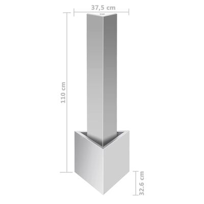vidaXL Fântână de grădină, argintiu, 37,7x32,6x110 cm, oțel inoxidabil