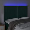 vidaXL Tăblie de pat cu LED, verde &icirc;nchis, 144x5x118/128 cm, catifea