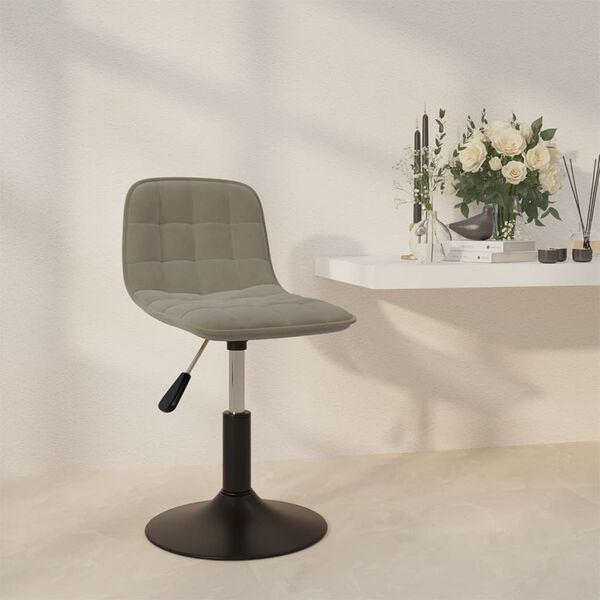 vidaXL Scaun de bucătărie pivotant, gri deschis, catifea