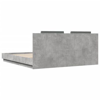 vidaXL Cadru de pat cu tăblie gri beton 200x200 cm lemn prelucrat