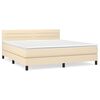 vidaXL Pat box spring cu saltea, crem, 160x200 cm, material textil