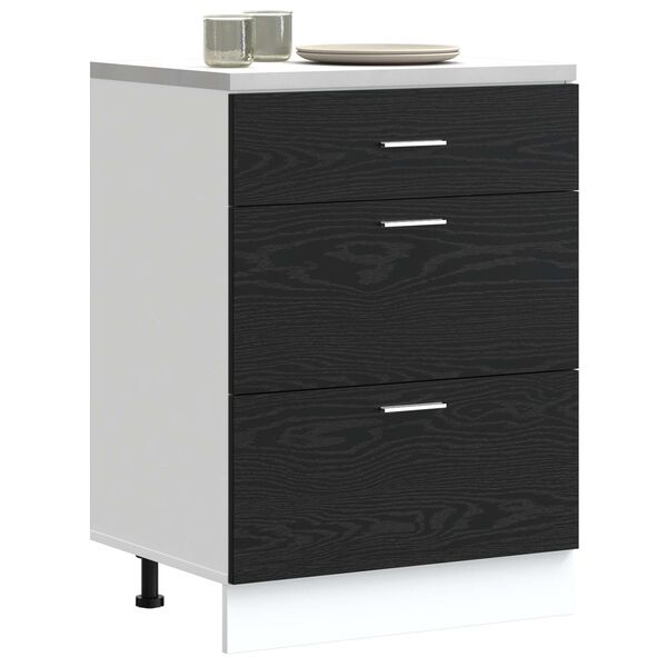 vidaXL Culoar de bază pentru bucătărie Stejar Negru 60 x 46 x 81,5 cm