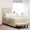 vidaXL Pat cu arcuri cu saltea cu headboard Crem 80 x 200 cm țesătură