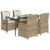 vidaXL Set mobilier de grădină cu perne, 5 piese, bej, poliratan