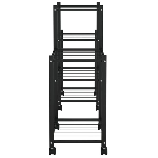 vidaXL Suport pentru flori cu roți, 83x25x63,5 cm, negru, fier