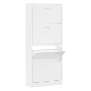 vidaXL Pantofar, alb extralucios, 63x24x147 cm, lemn compozit