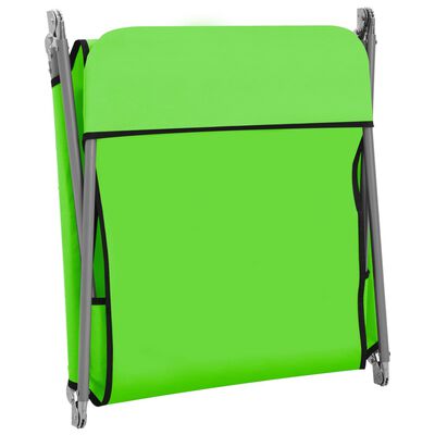 vidaXL Șezlonguri pliabile, 2 buc., verde, oțel & material textil